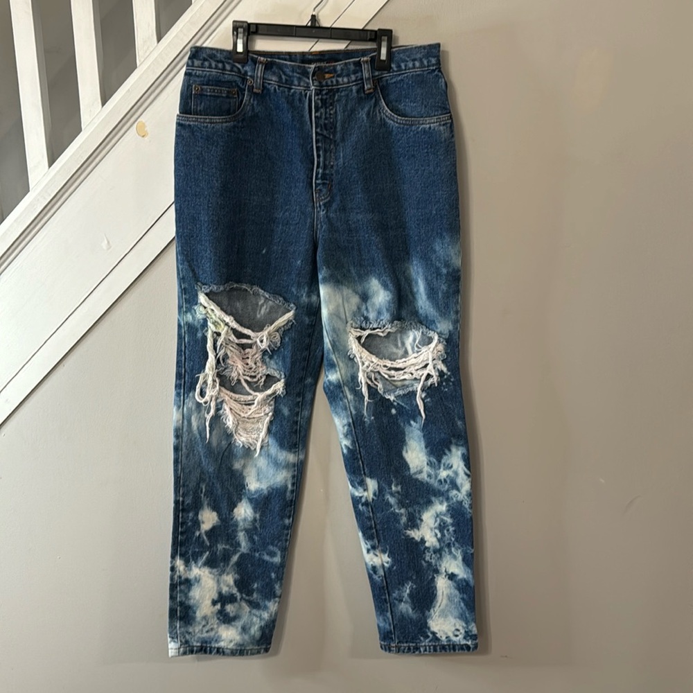 Vintage Bill Blass Distressed Tie-Dye Mom Jeans